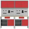 vidaXL Werkbank-Set mit Schubladen 8 pcs Rot Pulverbeschichteter Stahl