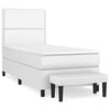 vidaXL Boxspringbett mit Matratze Wei&szlig; 90x190 cm Kunstleder