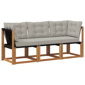 vidaXL Outdoor Mittel- und Ecksofa mit Kissen 3 St&uuml;ck Natur