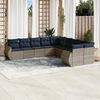 vidaXL 10-teiliges Gartensofa-Set mit Kissen, grau, Polyrattan