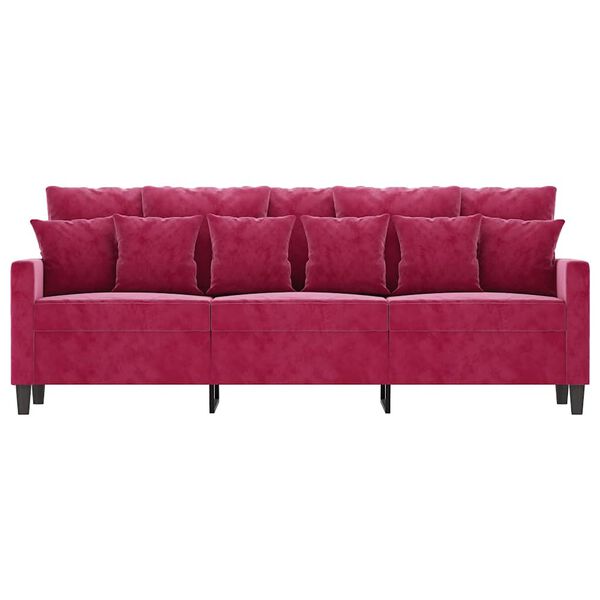 vidaXL 3-Sitzer-Sofa Weinrot 180 cm Samt