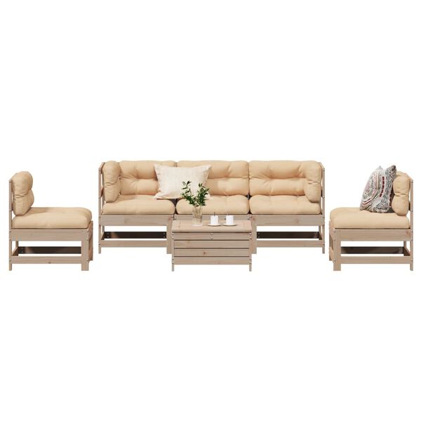 vidaXL 6-tlg. Garten-Lounge-Set mit Kissen Massivholz Kiefer
