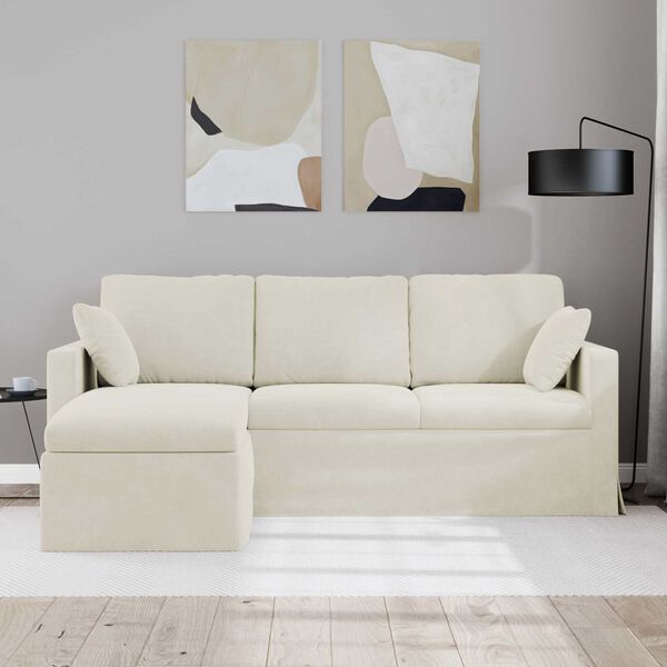 vidaXL Sofa Creme 198 x 134 x 80 cm Samt