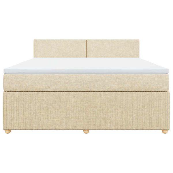vidaXL Boxspringbett mit Matratze Creme 180x200 cm Stoff