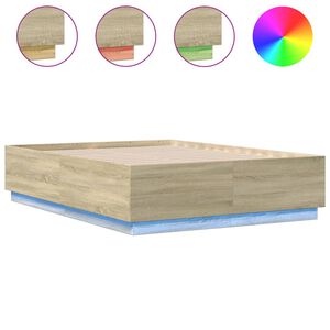 vidaXL Bettgestell mit LED Sonoma-Eiche 140x190 cm Holzwerkstoff