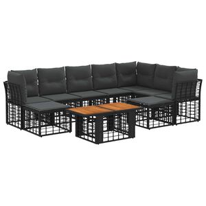 vidaXL Gartensofa-set 10 stk. Schwarz und Dunkelgrau Poly-Rattan