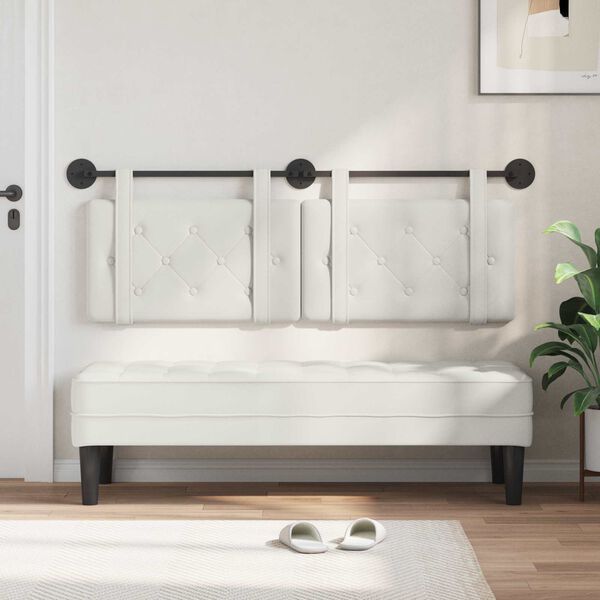 vidaXL H&auml;ngevorderseite Wandmontiert Wei&szlig; 130 x 55 x 5 cm Kunstleder