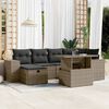 vidaXL 7-tlg. Garten-Sofagarnitur mit Kissen Grau Poly Rattan