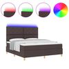 vidaXL LED Boxspringbett mit Matratze Dunkelbraun 180 x 200 cm Stoff