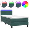 vidaXL Boxspringbett mit Matratze & LED Dunkelgr&uuml;n 80x210 cm Samt