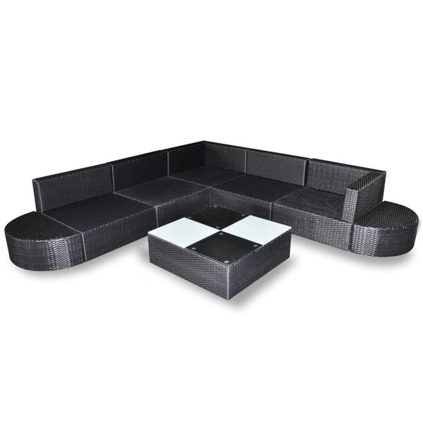vidaXL 8-tlg. Garten-Lounge-Set mit Kissen Poly Rattan Schwarz