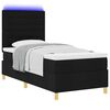 vidaXL LED Boxspringbett mit Matratze Schwarz 90 x 190 cm Stoff