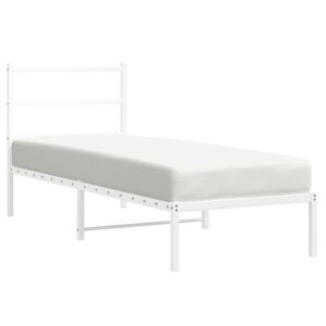 vidaXL Metallbett ohne Matratze mit Kopfteil Wei&szlig; 75x190 cm