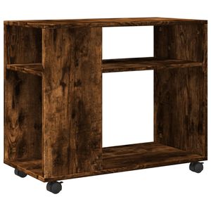 vidaXL Beistelltisch mit Rollen R&auml;uchereiche 70x35x60 cm Holzwerkstoff