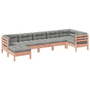 vidaXL 7-tlg. Garten-Sofagarnitur mit Kissen Massivholz Douglasie