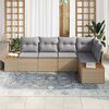 vidaXL Garten-Sofa-Set mit Kissen 5 pcs Beige und Hellgrau Poly Rattan