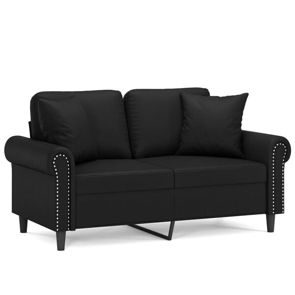 vidaXL 2-Sitzer-Sofa mit Kissen Schwarz 120 cm Kunstleder