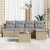 vidaXL Sofa Set mit Kissen 6 pcs Beige und Hellgrau Poly-Rattan