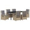 vidaXL Garten Essgruppe 7 stk. Beige und Hellgrau Poly-Rattan