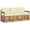 vidaXL Sofagarnituren 3 Stk. Natur und Creme Massivholz Akazie