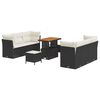vidaXL Gartensofa-set mit Kissen 9 pcs Schwarz und Creme Poly-Rattan