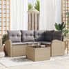vidaXL Gartensofa-set mit Kissen 5 pcs Beige und hellgrau Poly-Rattan