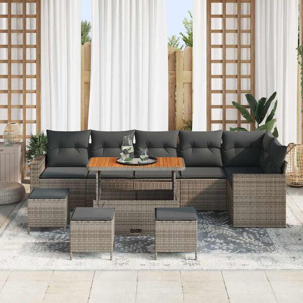 vidaXL Gartensofa-set 10 pcs Grau Poly-Rattan