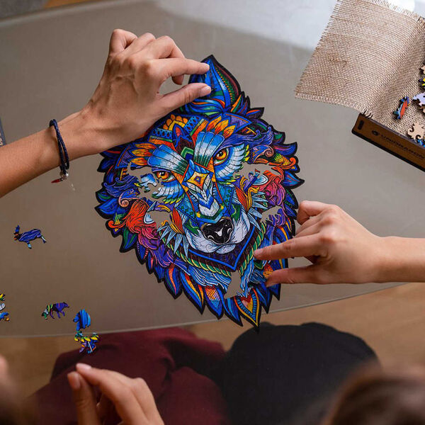 UNIDRAGON 184-tlg. Holzpuzzle Majestic Wolf Medium 24x33 cm