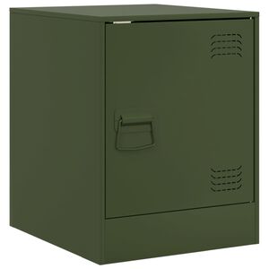 vidaXL Nachttisch Olivgr&uuml;n 34,5x39x44 cm Stahl