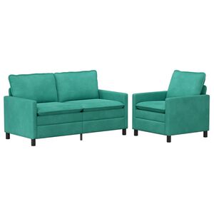 vidaXL Sofa Set 2 stk. T&uuml;rkis Samt