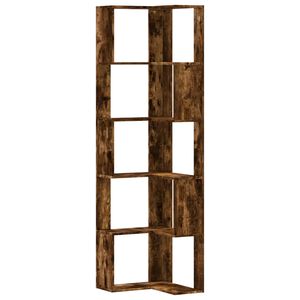 vidaXL Eck-B&uuml;cherregal 5 B&ouml;den R&auml;uchereiche 50x50x179 cm Holzwerkstoff