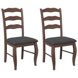 vidaXL Esszimmerst&uuml;hle mit Kissen 2 Stk. Braun Massivholz Gummibaum