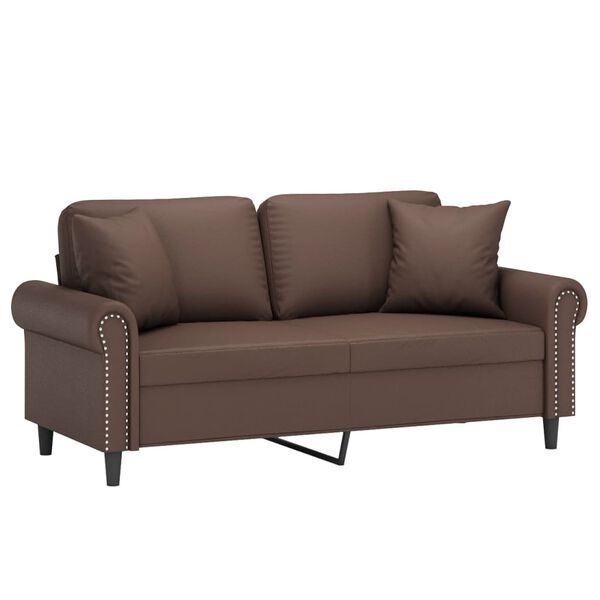 vidaXL 2-Sitzer-Sofa mit Kissen Braun 140 cm Kunstleder