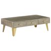 vidaXL Couchtisch Massivholz Mango Grau mit Messing 110x60x35 cm