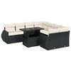 vidaXL 9-tlg. Garten-Sofagarnitur mit Kissen Schwarz Poly Rattan