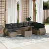 vidaXL 9-tlg. Garten-Sofagarnitur mit Kissen Grau Poly Rattan