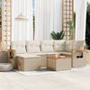 vidaXL 7-tlg. Garten-Sofagarnitur mit Kissen Beige Poly Rattan