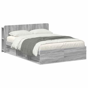 vidaXL Bettgestell mit Stauraum Grau Sonoma 140 x 200 cm Holzwerkstoff