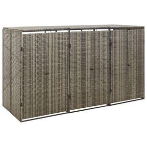 vidaXL M&uuml;lltonnenbox f&uuml;r 3 Tonnen Grau 207x80x117 cm Poly Rattan