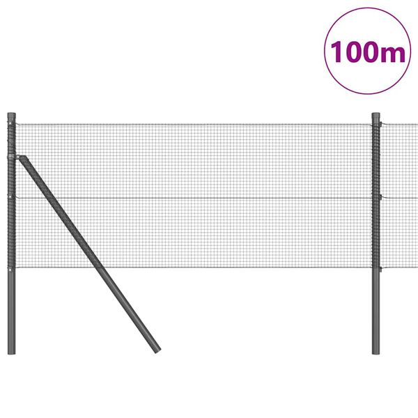vidaXL Zaunpfosten Grau 100 x 0,6 m (12 x 12 mm Netz) Stahl und PVC