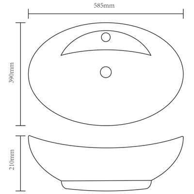vidaXL Waschbecken mit Überlauf 58,5 x 39 x 21 cm Keramik Silbern