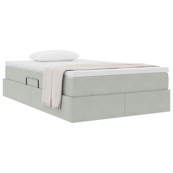 vidaXL Aufbewahrungsbett mit Matratze Hellgrau 120 x 190 cm Samt