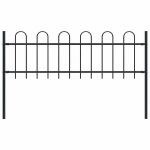 vidaXL Gartenzaun BOXTEL mit B&uuml;gelaufsatz Stahl 181 x 60 cm Schwarz