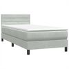 vidaXL Boxspringbett mit Matratze & LED Hellgrau 100x220 cm Samt