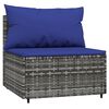vidaXL Garten-Mittelsofas mit Kissen 2 Stk. Grau Poly Rattan