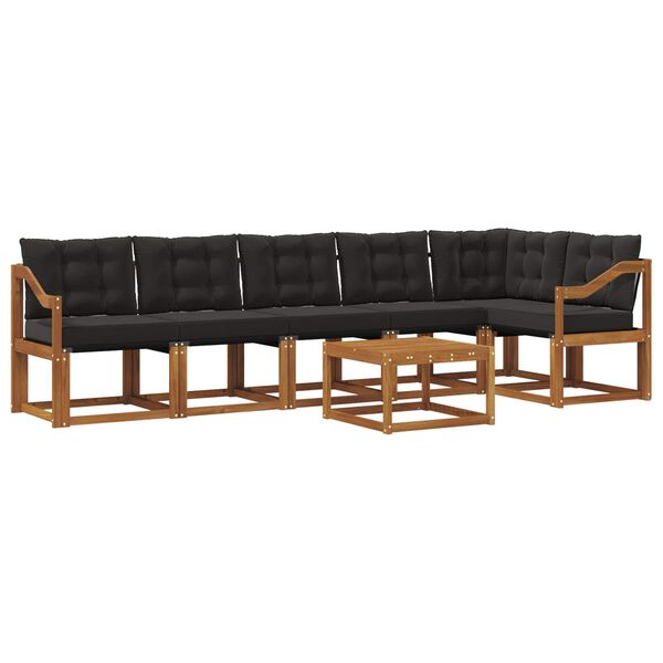 vidaXL Outdoor-Sofagarnitur mit Kissen 7 pcs Nat&uuml;rlich und Schwarz