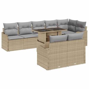 vidaXL Lounge-Set mit Kissen 9 pcs Beige Poly Rattan