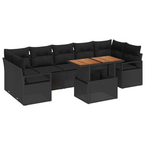 vidaXL Garten-Sofa-Set mit Speicher 8 pcs Schwarz Poly Rattan