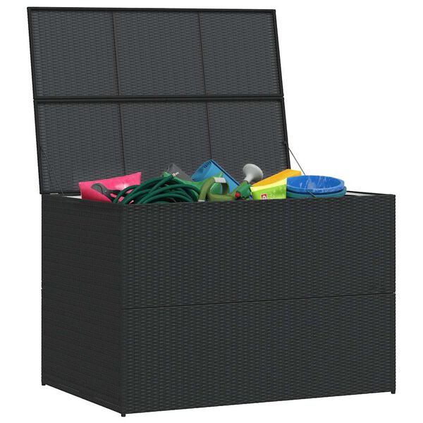 vidaXL Garden-Auflagenbox Schwarz 150x100x100 cm Poly Rattan