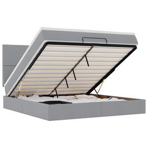 vidaXL Ottoman-Bett mit Matratze & LEDs Hellgrau 160x200 cm Stoff